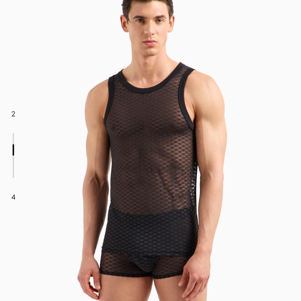 Emporio Armani Black Mesh Undershirt and Briefs